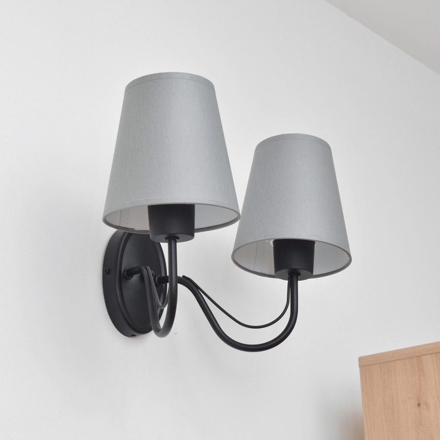 Wandlamp MALBO 2xE27/15W/230V grijs/zwart