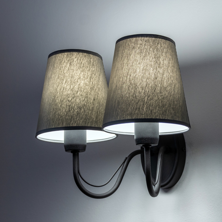 Wandlamp MALBO 2xE27/15W/230V grijs/zwart