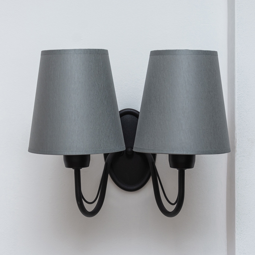 Wandlamp MALBO 2xE27/15W/230V grijs/zwart