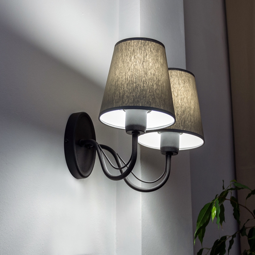 Wandlamp MALBO 2xE27/15W/230V grijs/zwart