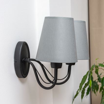 Wandlamp MALBO 2xE27/15W/230V grijs/zwart