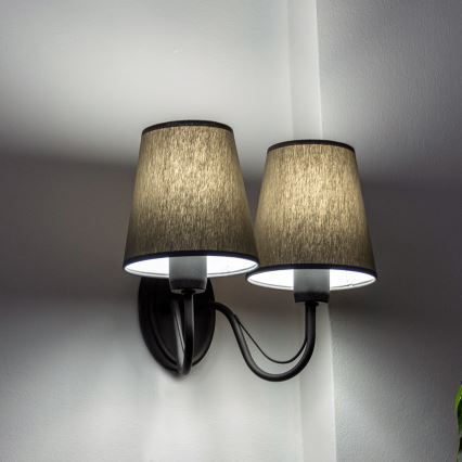 Wandlamp MALBO 2xE27/15W/230V grijs/zwart