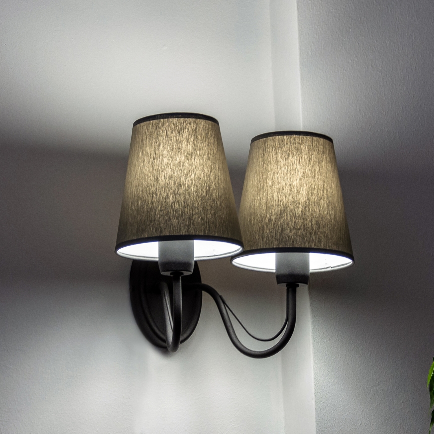 Wandlamp MALBO 2xE27/15W/230V grijs/zwart