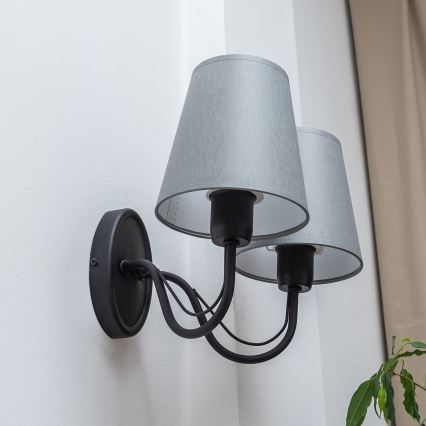 Wandlamp MALBO 2xE27/15W/230V grijs/zwart