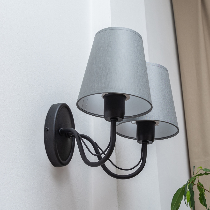 Wandlamp MALBO 2xE27/15W/230V grijs/zwart