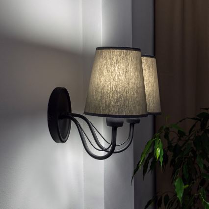 Wandlamp MALBO 2xE27/15W/230V grijs/zwart