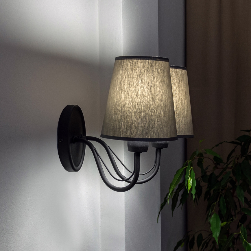 Wandlamp MALBO 2xE27/15W/230V grijs/zwart