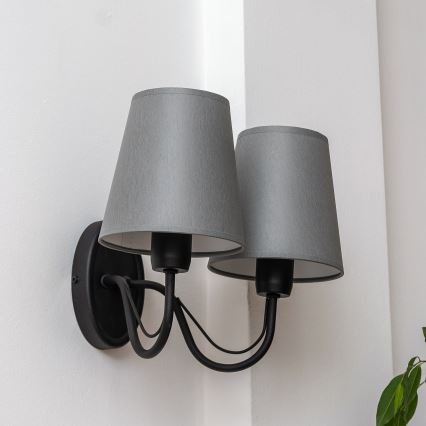 Wandlamp MALBO 2xE27/15W/230V grijs/zwart