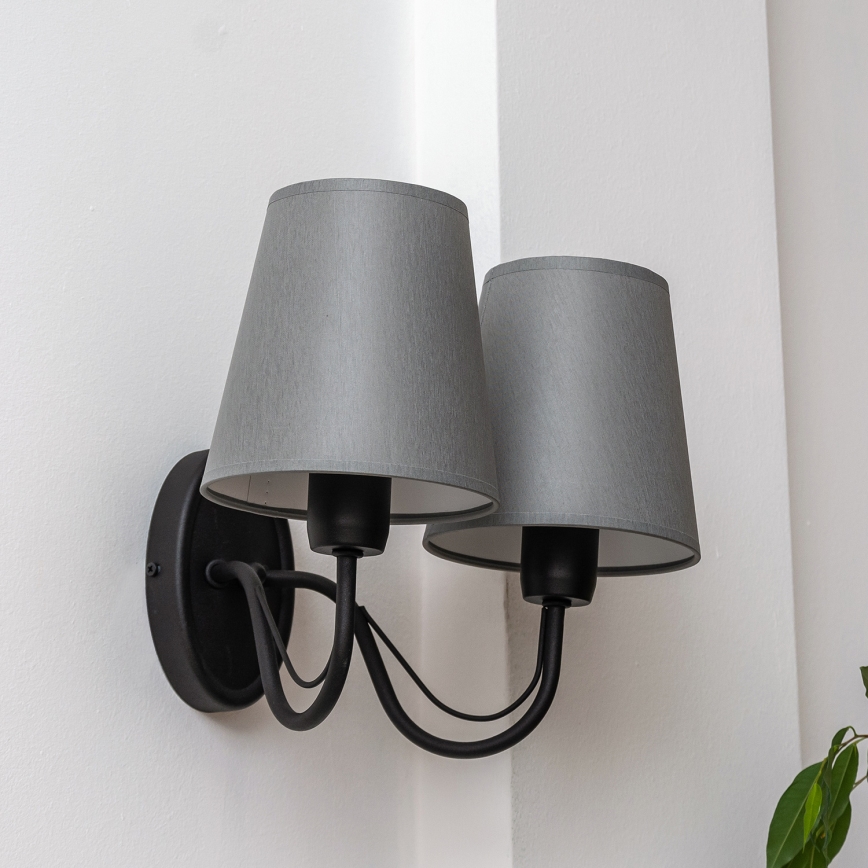 Wandlamp MALBO 2xE27/15W/230V grijs/zwart