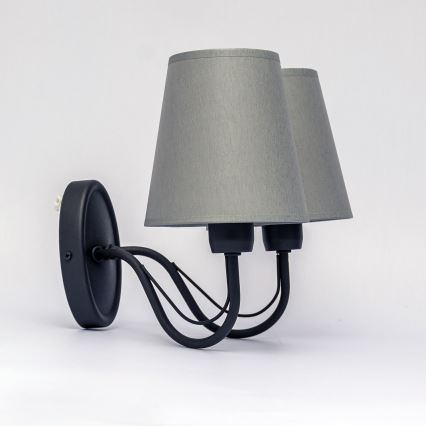 Wandlamp MALBO 2xE27/15W/230V grijs/zwart