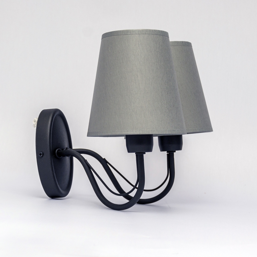 Wandlamp MALBO 2xE27/15W/230V grijs/zwart