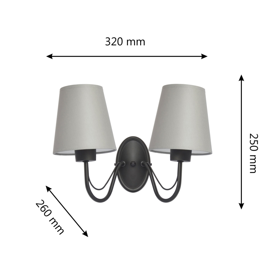 Wandlamp MALBO 2xE27/15W/230V grijs/zwart