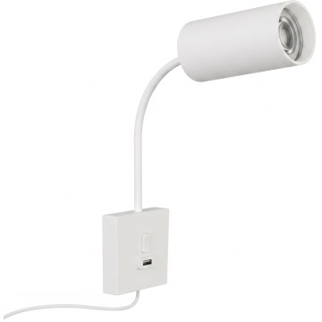 Wandlamp met USB PUNTO 1xGU10/9W/230V wit
