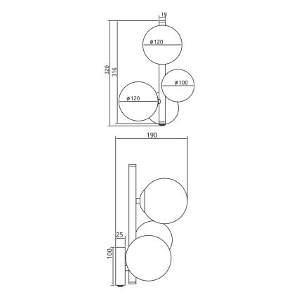 Wandlamp MILA 3xG9/9W/230V zwart/grijs