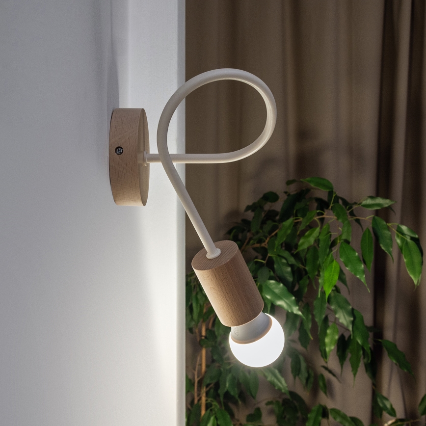 Wandlamp OXFORD 1xE27/15W/230V dennenhout/crème