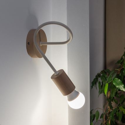 Wandlamp OXFORD 1xE27/15W/230V dennenhout/crème