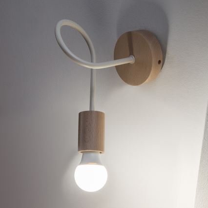 Wandlamp OXFORD 1xE27/15W/230V dennenhout/crème