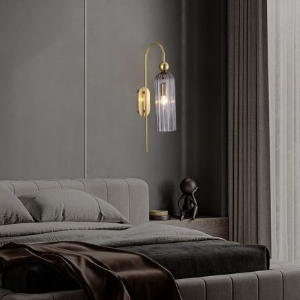 Wandlamp PIEGA 1xE14/40W/230V messing/rookzwart