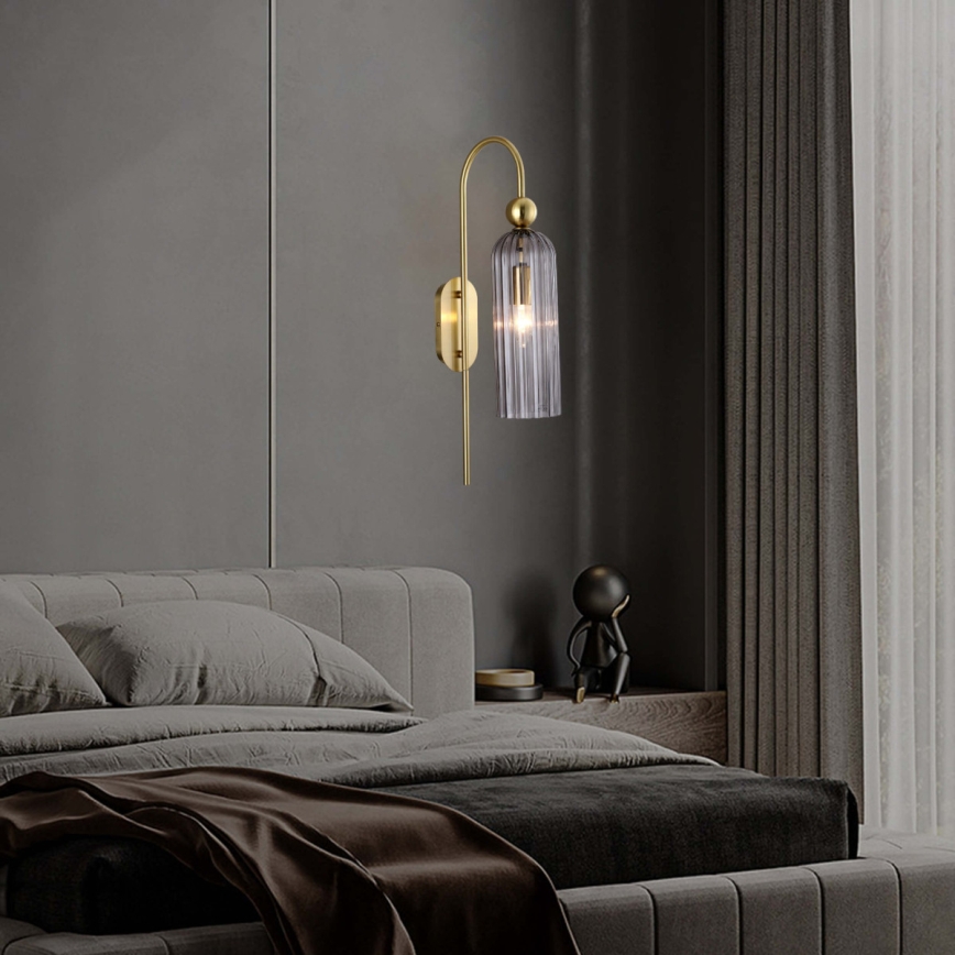 Wandlamp PIEGA 1xE14/40W/230V messing/rookzwart