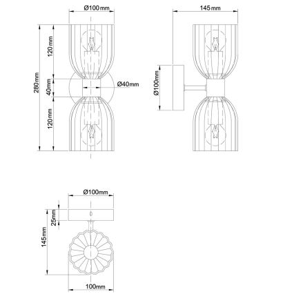 Wandlamp PIEGA 2xE14/10W/230V messing/rookbeige