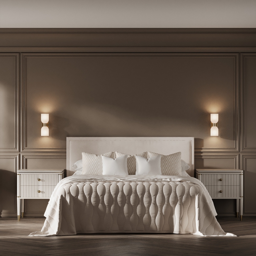 Wandlamp PIEGA 2xE14/10W/230V messing/wit