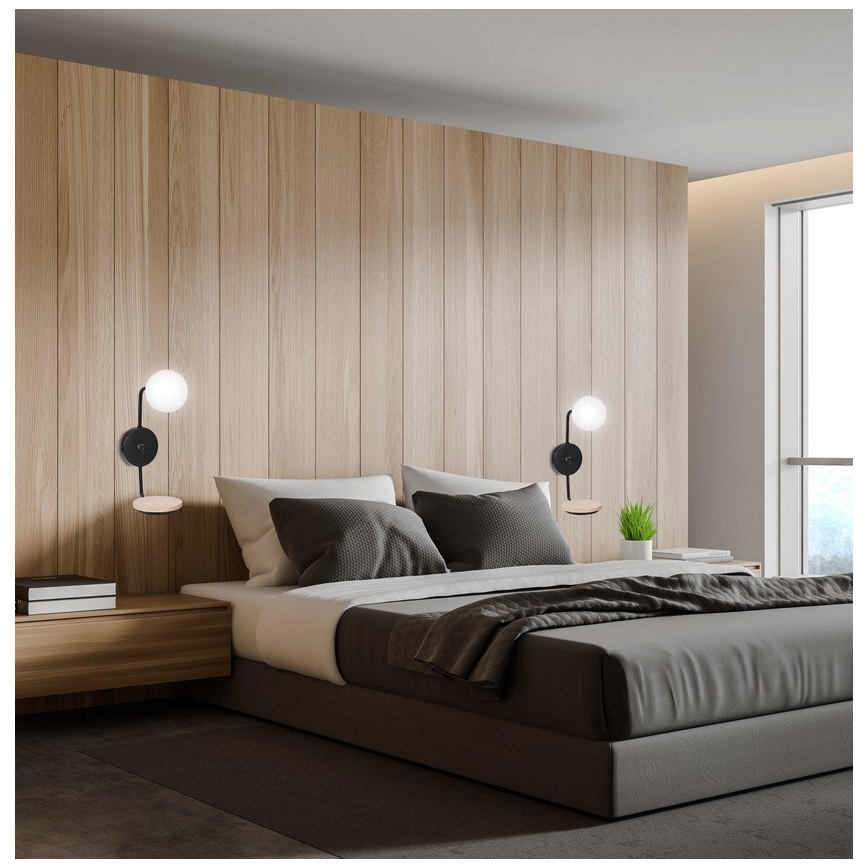 Wandlamp PONIO 1xG9/25W/230V zwart/beuken