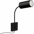 Wandlamp PUNTO met USB, 1xGU10/9W/230V, zwart