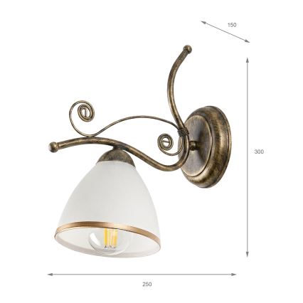 Wandlamp RETRO II 1xE27/60W/230V goud patina