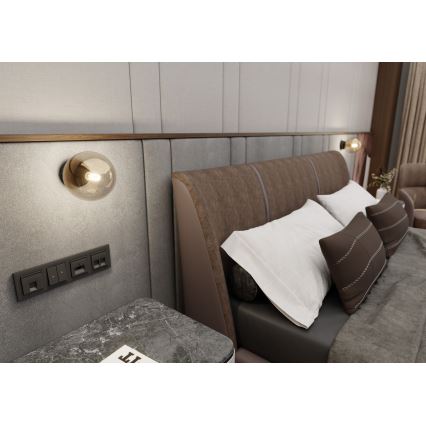 Wandlamp ROSSI 1xE14/10W/230V zwart/beige