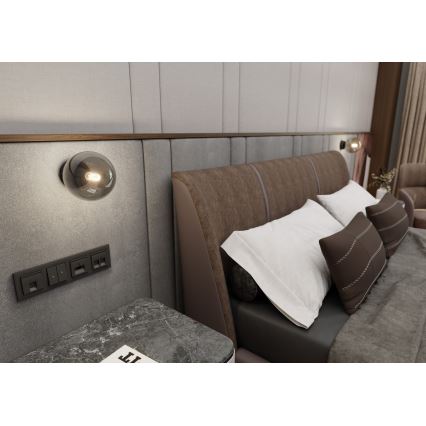 Wandlamp ROSSI 1xE14/10W/230V zwart/grijs