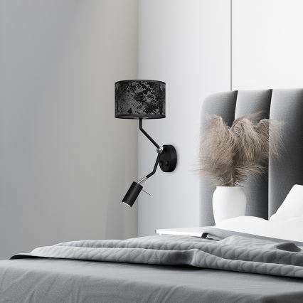 Wandlamp SATINO 1xE27/40W/230V + 1xGU10/MR11/7W zwart/grijs