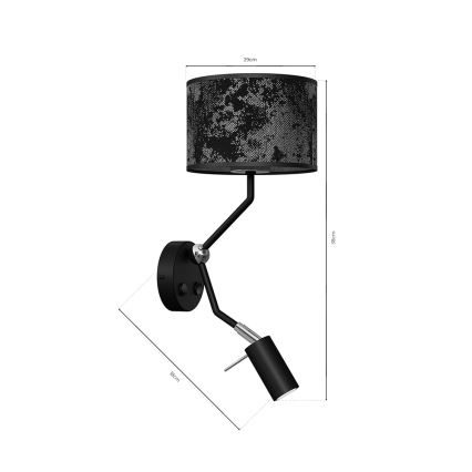 Wandlamp SATINO 1xE27/40W/230V + 1xGU10/MR11/7W zwart/grijs