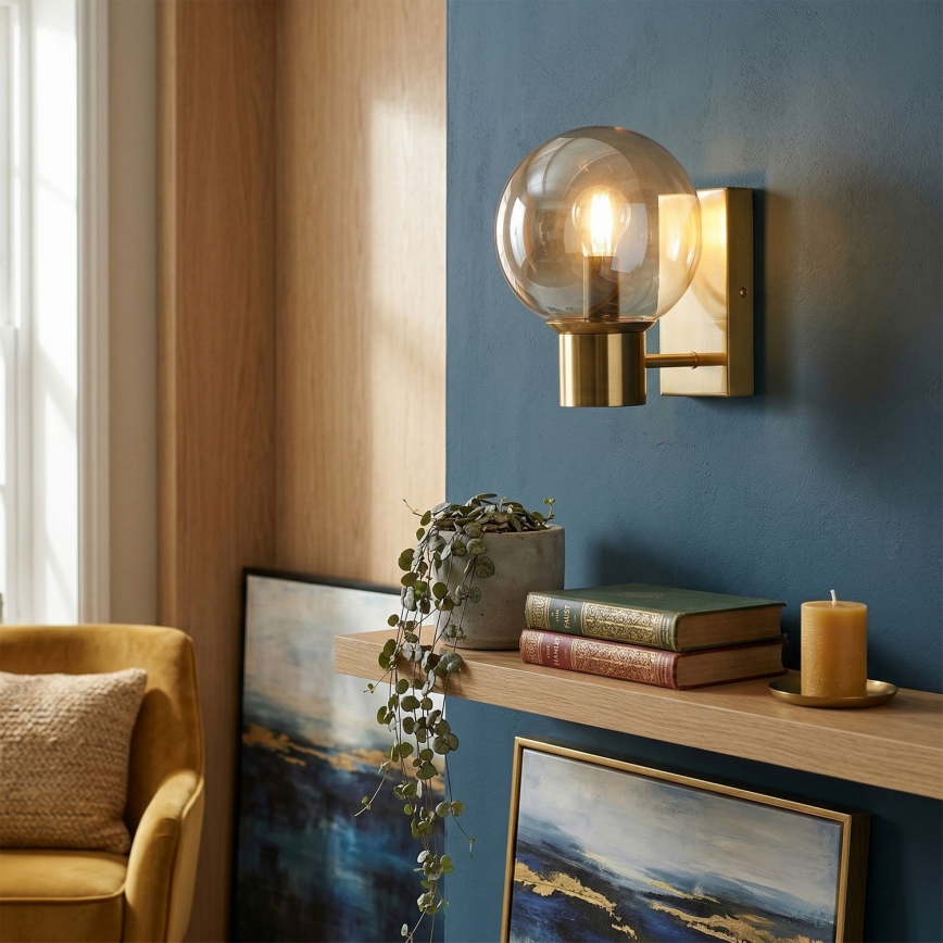 Wandlamp SFERIO 1xE14/5W/230V messing/rookbeige
