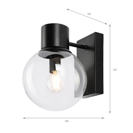 Wandlamp SFERIO 1xE14/5W/230V zwart/helder