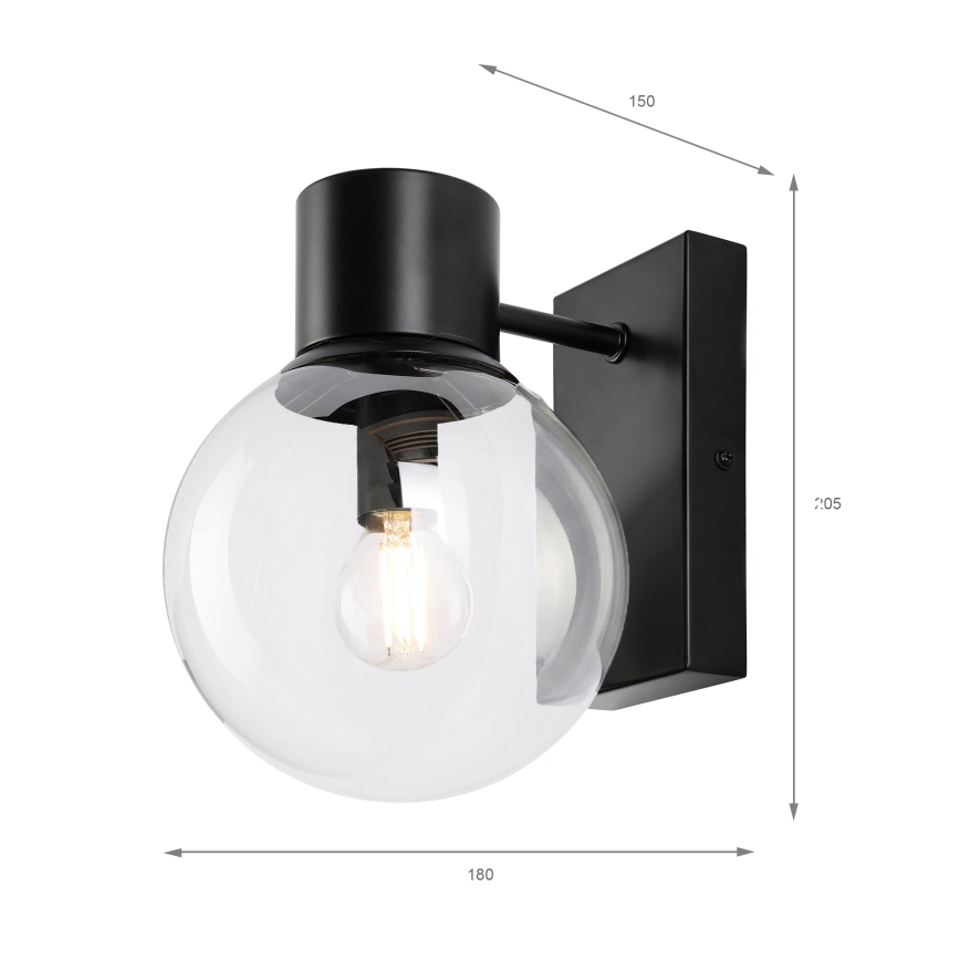 Wandlamp SFERIO 1xE14/5W/230V zwart/helder
