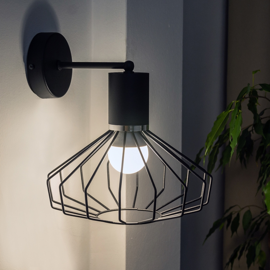 Wandlamp SOLANO 1xE27/15W/230V zwart/glanzend chroom
