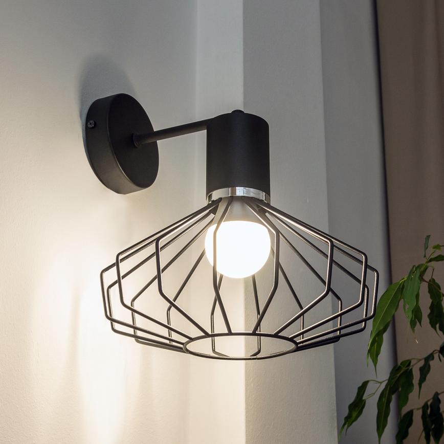 Wandlamp SOLANO 1xE27/15W/230V zwart/glanzend chroom