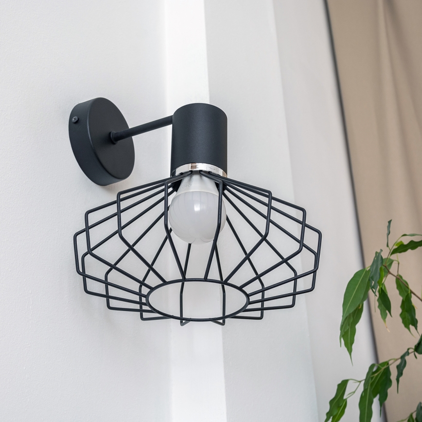 Wandlamp SOLANO 1xE27/15W/230V zwart/glanzend chroom