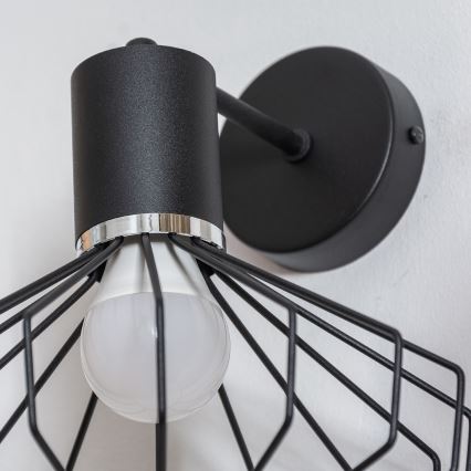 Wandlamp SOLANO 1xE27/15W/230V zwart/glanzend chroom