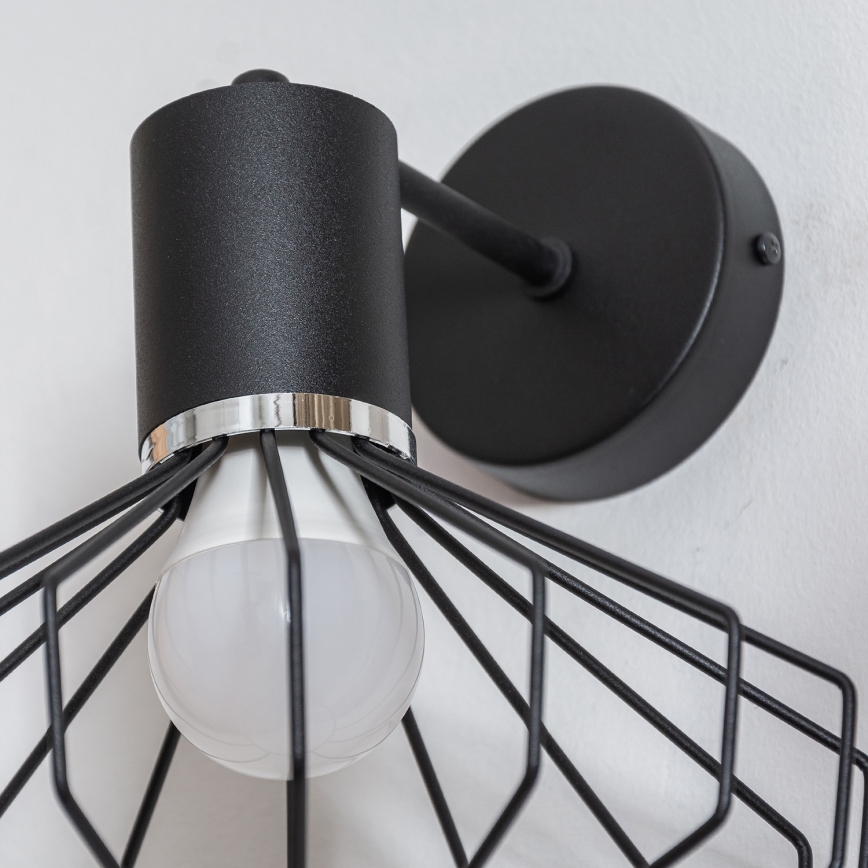 Wandlamp SOLANO 1xE27/15W/230V zwart/glanzend chroom