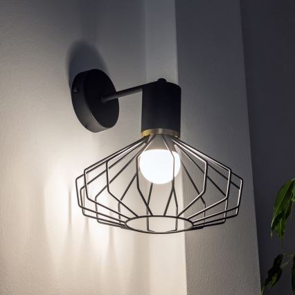 Wandlamp SOLANO 1xE27/15W/230V zwart/goud