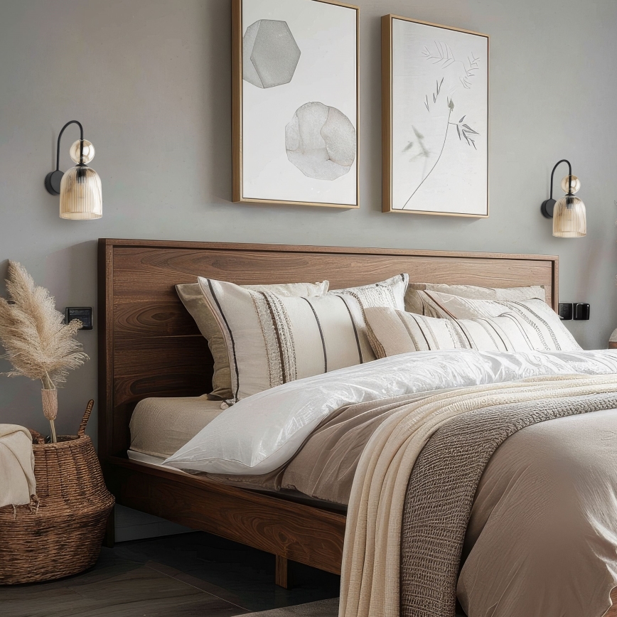 Wandlamp SOPHIA 1xE14/10W/230V zwart/rookbeige