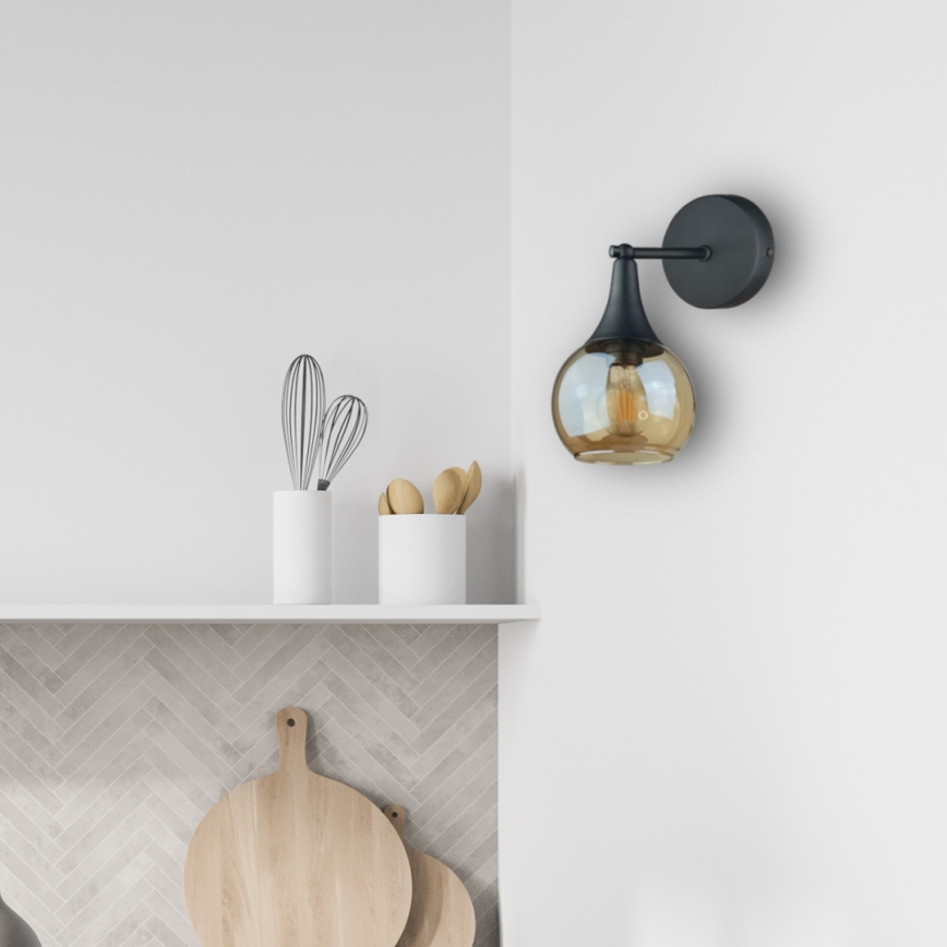Wandlamp STAR 1xE27/60W/230V zwart/gerookt beige