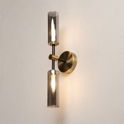Wandlamp TESSA 2xG9/5W/230V messing/rookzwart