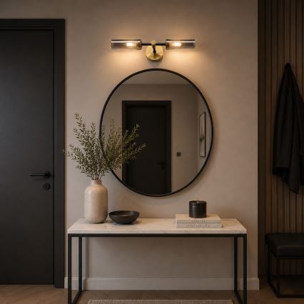 Wandlamp TESSA 2xG9/5W/230V messing/rookzwart