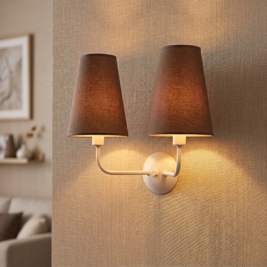 Wandlamp TORTOLA 2xE14/15W/230V bruin/crème