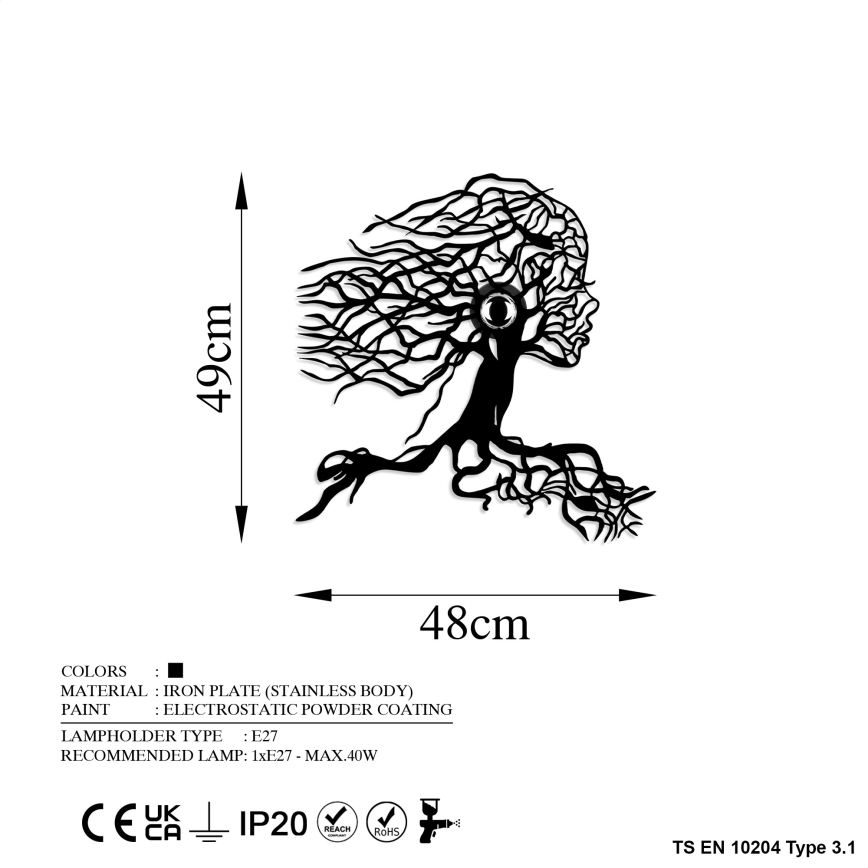 Wandlamp TREE WOMAN 1xE27/40W/230V zwart