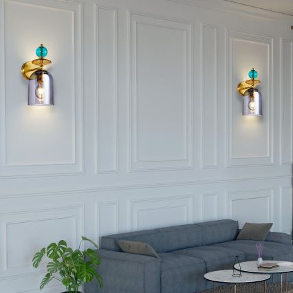 Wandlamp TROPEA 1xE27/15W/230V goud/blauw/rookbeige/grijs