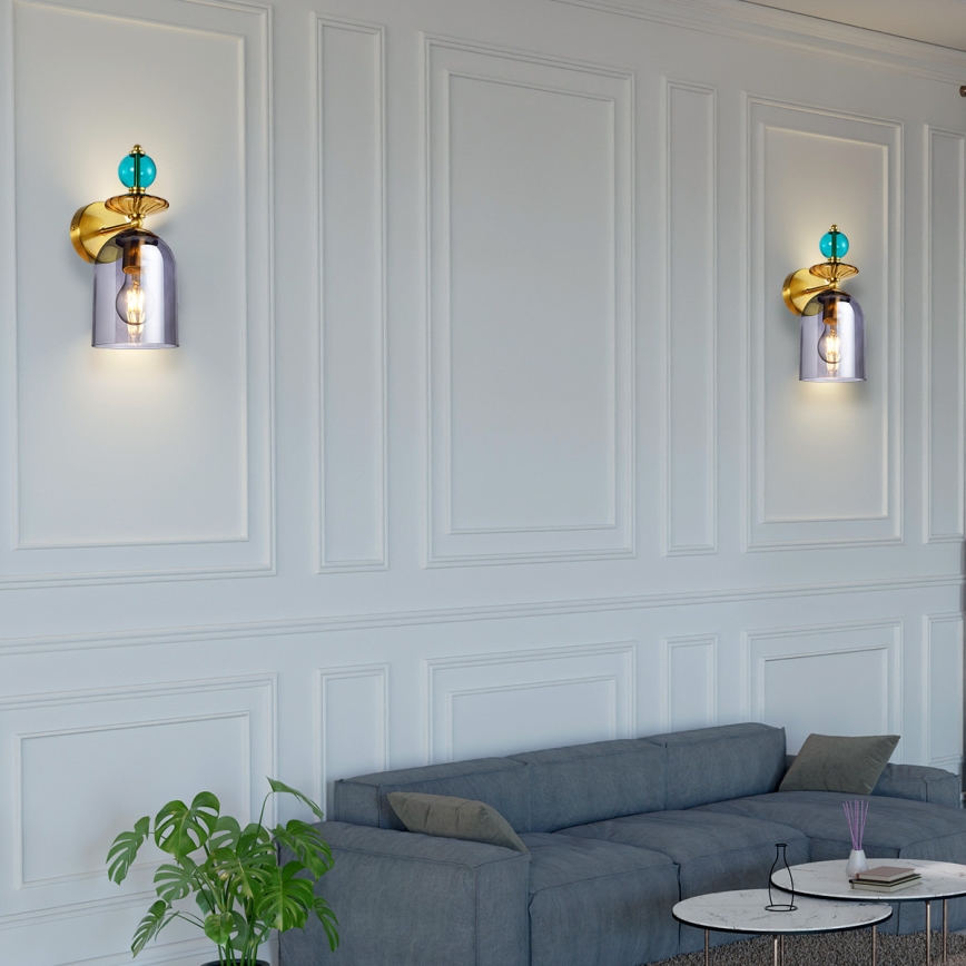 Wandlamp TROPEA 1xE27/15W/230V goud/blauw/rookbeige/grijs