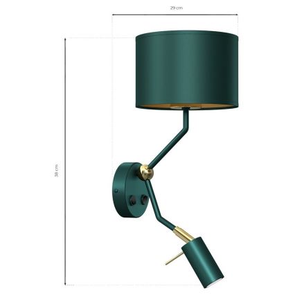 Wandlamp VERDE 1xE27/60W/230V + 1xGU10-MR11/7W groen